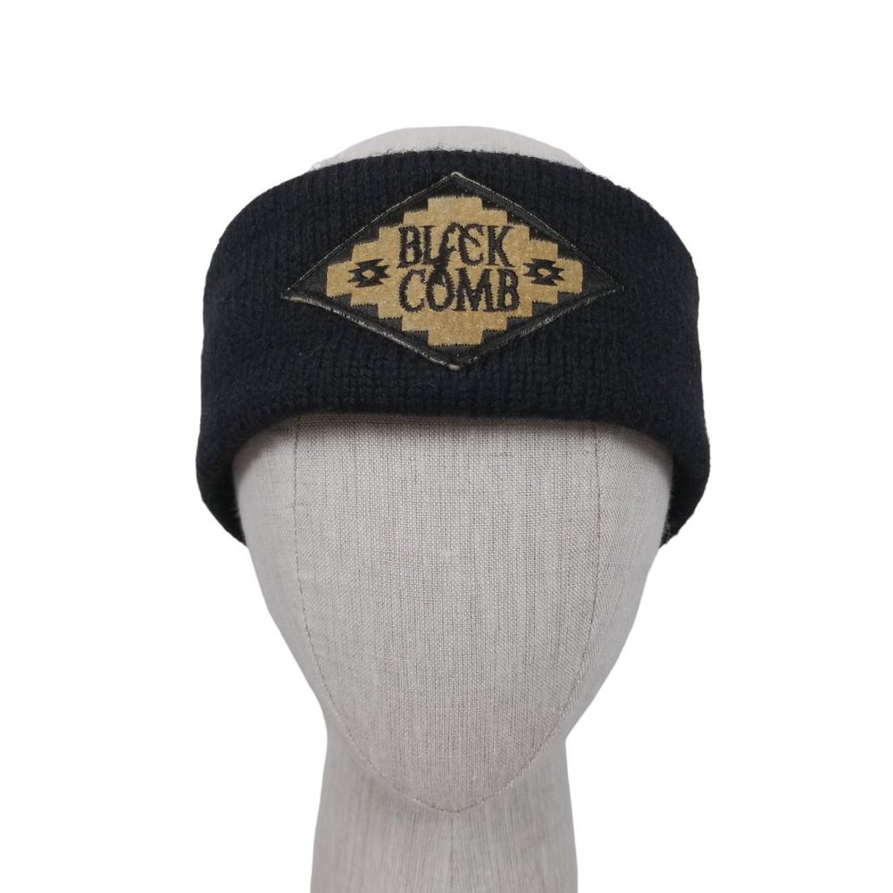 Vintage Black Comb Wool & Fleece Headband by Merkley in Black